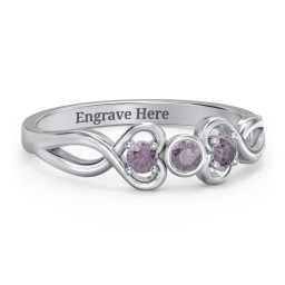Twin Hearts with Centre Bezel Ring