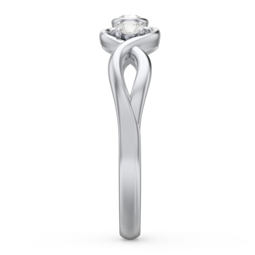 Twin Hearts with Centre Bezel Ring