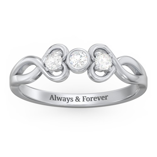 Twin Hearts with Centre Bezel Ring