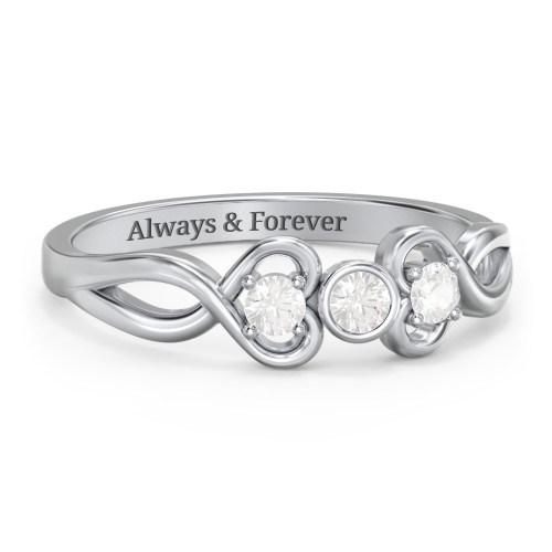 Twin Hearts with Centre Bezel Ring