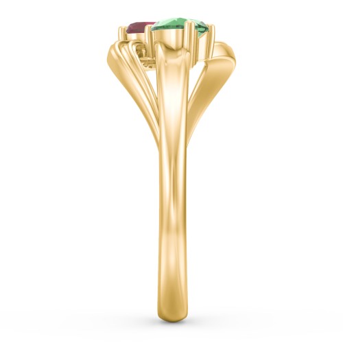 A "Couple" of Hearts Ring – 10K Yellow Gold with Emerald and Ruby