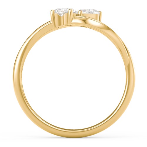 A "Couple" of Hearts Ring – 10K Yellow Gold with Cubic Zirconia