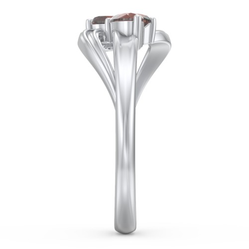A "Couple" of Hearts Ring – Sterling Silver with Garnet