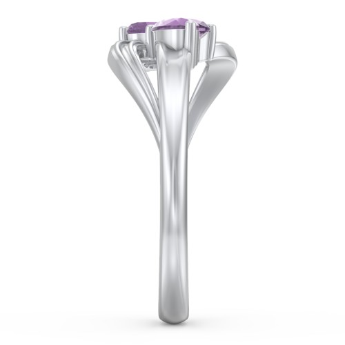 A "Couple" of Hearts Ring – Sterling Silver with Amethyst
