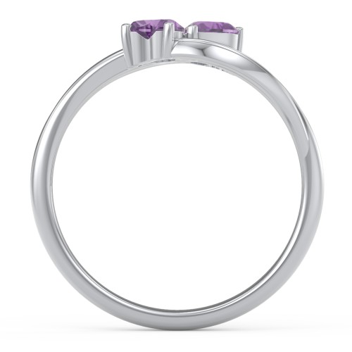 A "Couple" of Hearts Ring – Sterling Silver with Amethyst