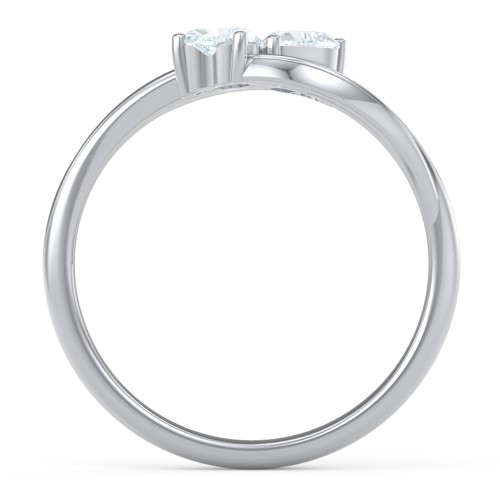 A "Couple" of Hearts Ring – Sterling Silver with Aquamarine