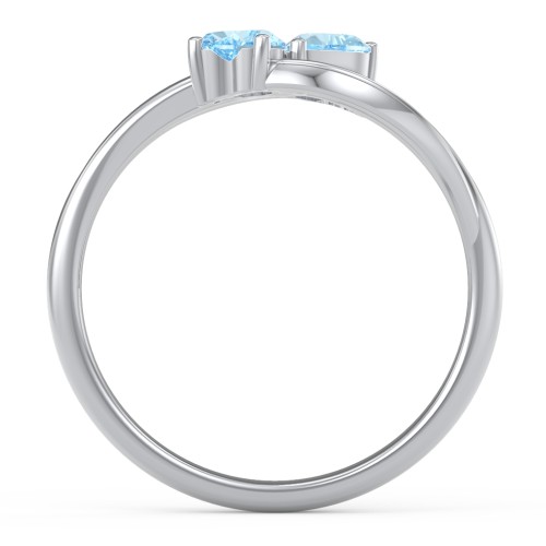 A "Couple" of Hearts Ring – Sterling Silver with Blue Topaz