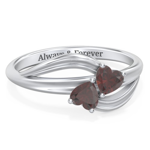 A "Couple" of Hearts Ring – Sterling Silver with Garnet