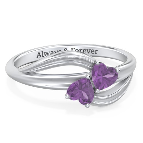 A "Couple" of Hearts Ring – Sterling Silver with Amethyst