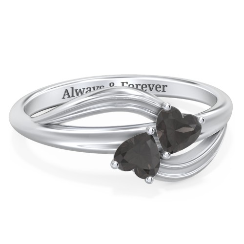 A "Couple" of Hearts Ring – Sterling Silver with Smokey Quartz