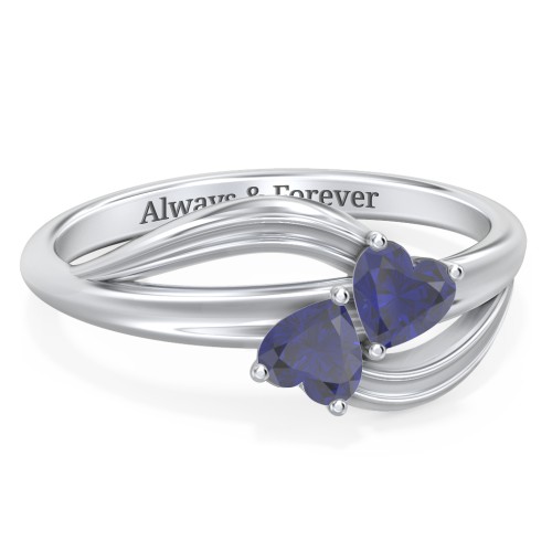 A "Couple" of Hearts Ring – Sterling Silver with Blue Sapphire