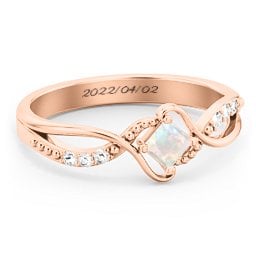 Solitaire Princess Cut Ring with Twisted Split Shank and Accents