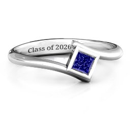 Princess Cut Bypass Ring in 925 Sterling Silver with Blue Sapphire