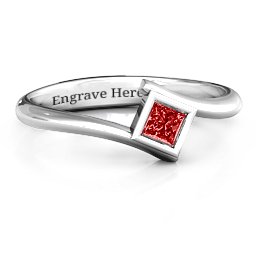 Princess Cut Bypass Ring in 925 Sterling Silver with Garnet