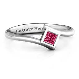 Princess Cut Bypass Ring in 925 Sterling Silver with Ruby