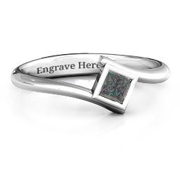 Princess Cut Bypass Ring in 925 Sterling Silver with Alexandrite