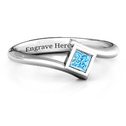 Princess Cut Bypass Ring in 925 Sterling Silver with Blue Topaz
