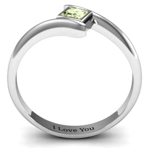 Princess Cut Bypass Ring – Sterling Silver with Peridot