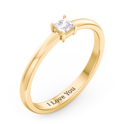 Elegant Princess Ring – 10K Yellow Gold with Cubic Zirconia