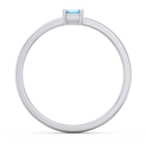 Elegant Princess Ring – Sterling Silver with Blue Topaz