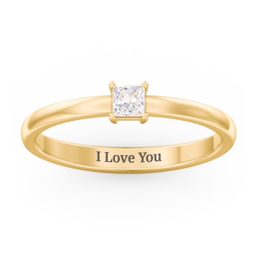 Elegant Princess Ring – 10K Yellow Gold with Cubic Zirconia