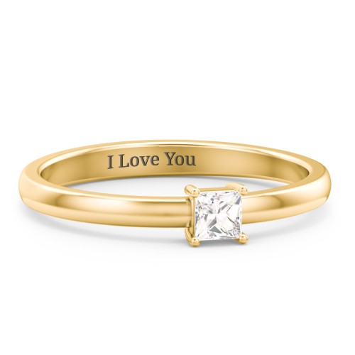 Elegant Princess Ring – 10K Yellow Gold with Cubic Zirconia
