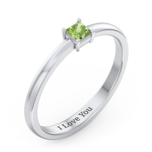 Elegant Princess Ring – Sterling Silver with Peridot