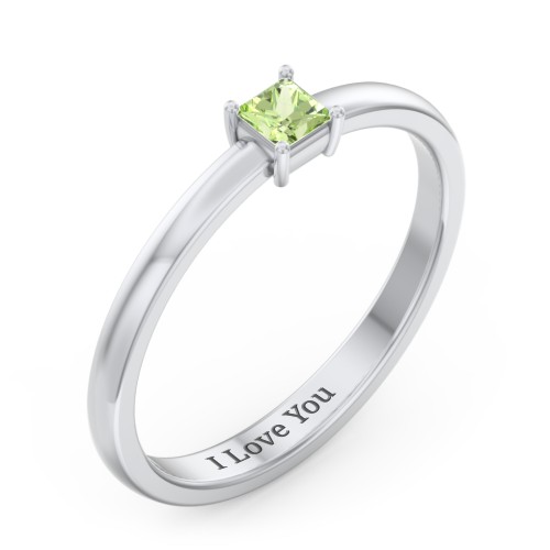 Elegant Princess Ring – Sterling Silver with Peridot