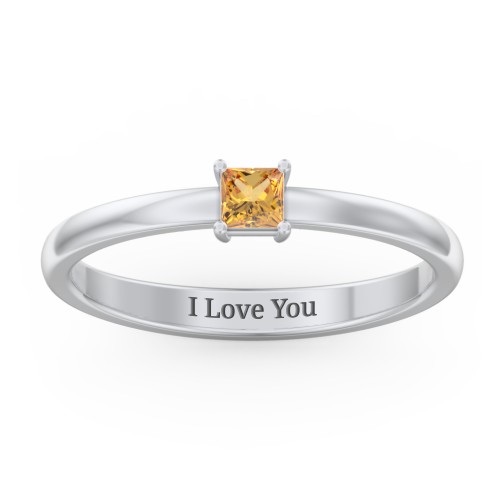 Elegant Princess Ring – Sterling Silver with Citrine