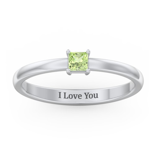 Elegant Princess Ring – Sterling Silver with Peridot