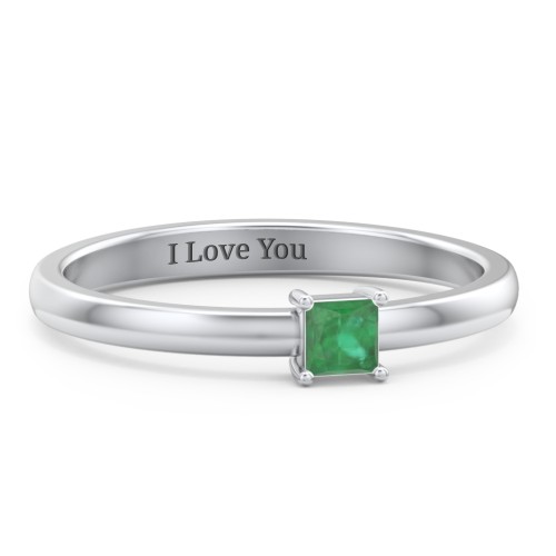 Elegant Princess Ring – Sterling Silver with Emerald