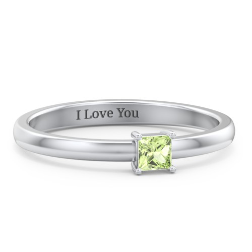 Elegant Princess Ring – Sterling Silver with Peridot