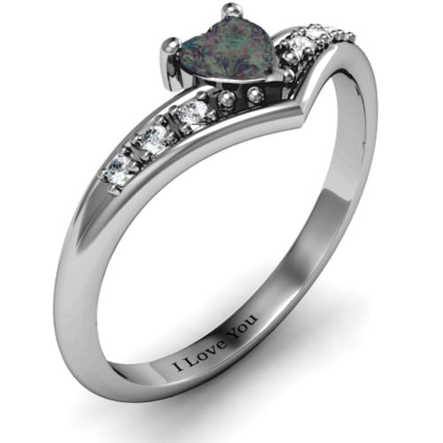 V-Accented Heart Ring
