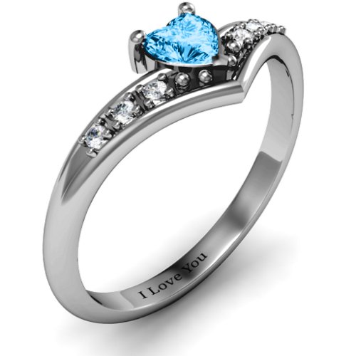 V-Accented Heart Ring