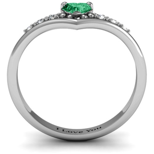 V-Accented Heart Ring