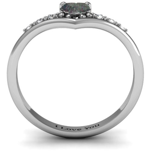V-Accented Heart Ring