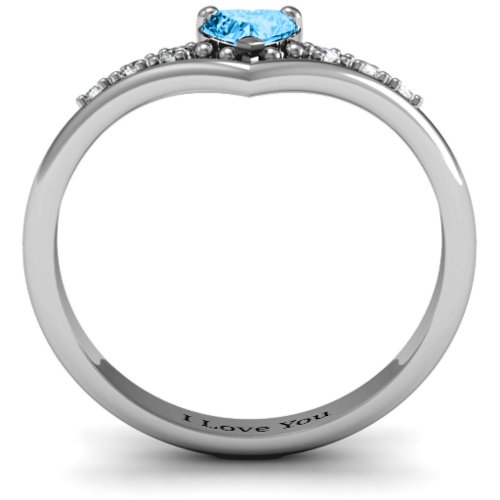 V-Accented Heart Ring