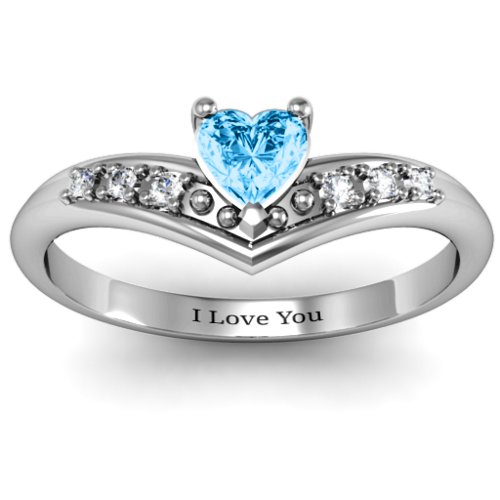 V-Accented Heart Ring