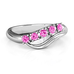 Five Stone Wave Ring