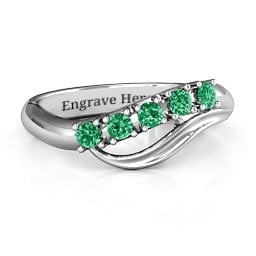 Five Stone Wave Ring