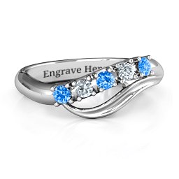 Five Stone Wave Ring