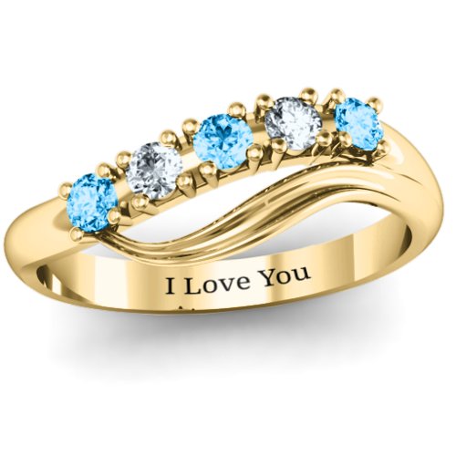 Five Stone Wave Ring