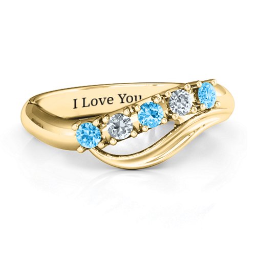 Five Stone Wave Ring