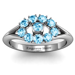 3 to 10 Stone "Solar" Ring in 925 Sterling Silver with Blue Topaz