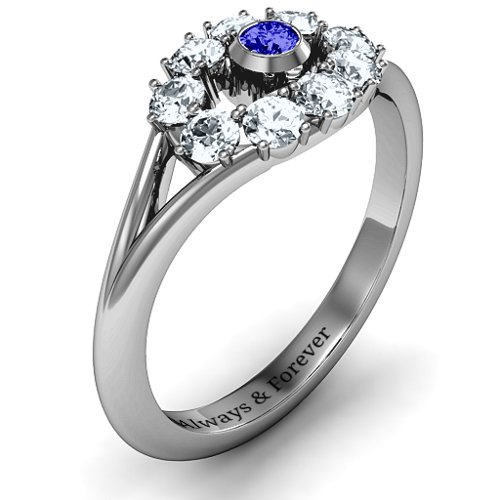 3 to 10 Stone "Solar" Ring – Sterling Silver with Blue Sapphire and Cubic Zirconia