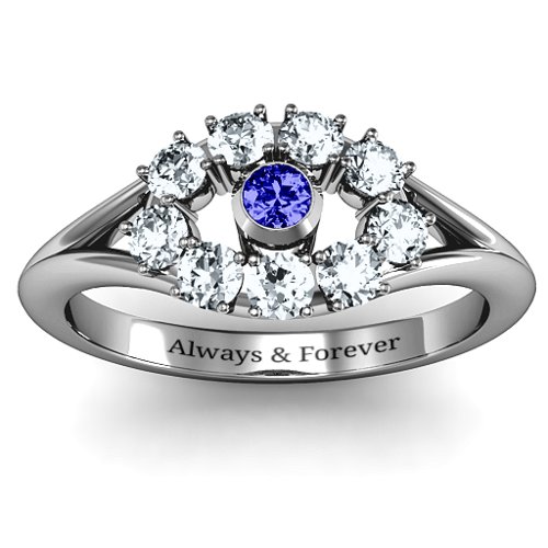 3 to 10 Stone "Solar" Ring – Sterling Silver with Blue Sapphire and Cubic Zirconia