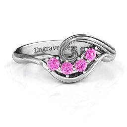 3 - 8 Stone Swirl Ring in 925 Sterling Silver with Pink Tourmaline, Cubic Zirconia, and Amethyst