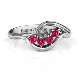 3 - 8 Stone Swirl Ring in 925 Sterling Silver with Ruby, Cubic Zirconia, and Amethyst