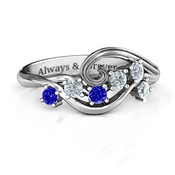 3 - 8 Stone Swirl Ring in 925 Sterling Silver with Blue Sapphire, Cubic Zirconia, and Amethyst