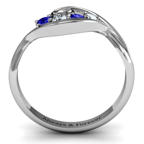 3 - 8 Stone Swirl Ring – Sterling Silver with Blue Sapphire and Cubic Zirconia